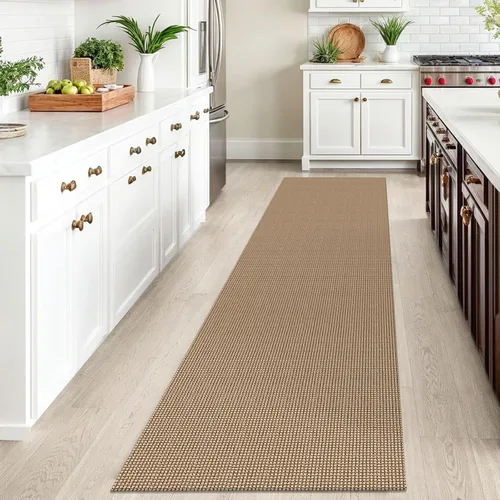 Miniatura 7 de IOHOUZE - Alfombra estilo bohemio para pasillo de cocina, 2.6 x 10 pies, tejida de algodón, para interiores y exteriores, patrón natural de yute