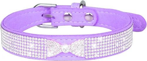 Miniatura 17 de Lindo collar para perro con diamantes de imitación brillantes, elegante collar de cristal diamante con purpurina bonita joya suave collares