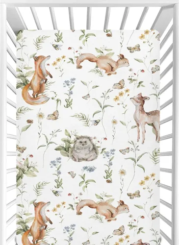 Miniatura 44 de CaTaKu Sábanas de cuna para niñas y niños – Sábanas de bebé bohemias con flores silvestres, sábanas de colchón neutro para cuna para cama