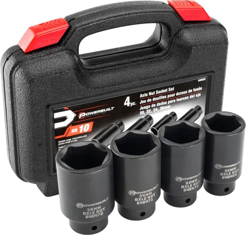 Miniatura 2 de Powerbuilt 648635 - Juego de 4 piezas de tuercas de eje de 1.181 in, 1.260 in, 1.339 in, 1.417 in, herramientas para quitar tuercas de eje de rueda