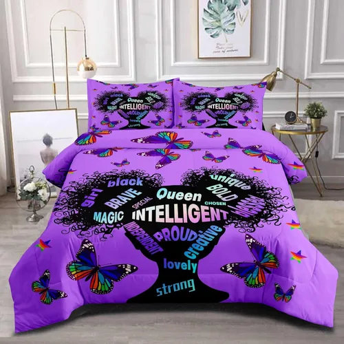 Miniatura 9 de Juego de edredón de niña negra tamaño individual para niños, juego de ropa de cama mágica para niñas negras, edredón de Christan inspirador