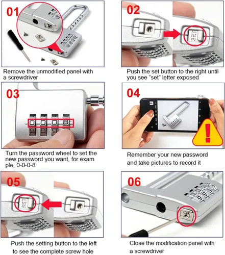 Miniatura 6 de Candado en forma de U de acero inoxidable, código de combinación, bloqueo de grillete largo ajustable para exteriores, escuela, gimnasio, taquillas