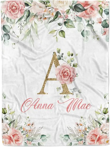 Miniatura 12 de MDPrints - Manta rosa de bautismo para niñas, regalos de bautismo personalizados para niñas, mantas de bebé personalizadas para niñas con nombre