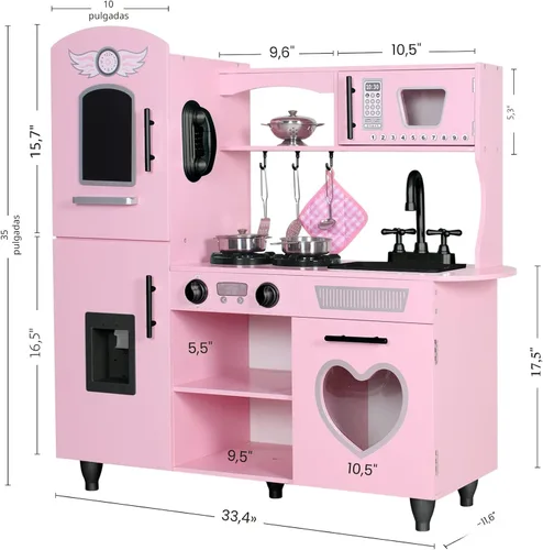 Miniatura 5 de TaoHFE Cocina de Juguete, Juego de Cocina Rosa para Niñas, Juego de Cocina para Niños de 6 a 8 Años, Regalo Juego de Cocina para Niños de 3+ Años