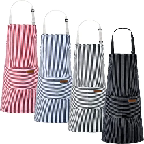 Handepo 4 Piezas Delantales de Cocina con Bolsillos Delantales Ajustables Impermeables para Hornear para Mujeres Hombres Chef BBQ Regalo de Navidad