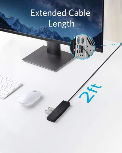 Miniatura 4 de Anker - Hub USB 3.0 con 4 puertos, hub de datos ultradelgado con cable extendido de 2 pies, no compatible con carga, para MacBook, Mac Pro, Mac