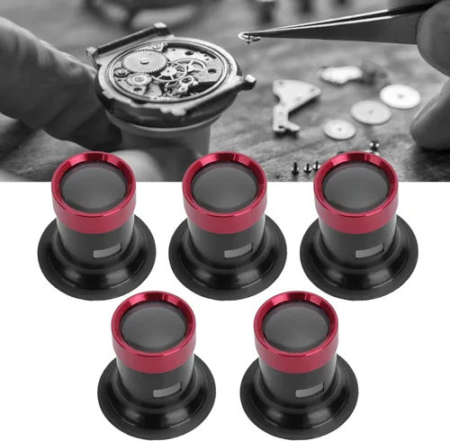 ZJchao 5 lupas de joyería 3X/5X/10X/15X/20X, lupa para joyeros, aleación de aluminio, reparación de relojes, lente de vidrio, lupa para trabajo