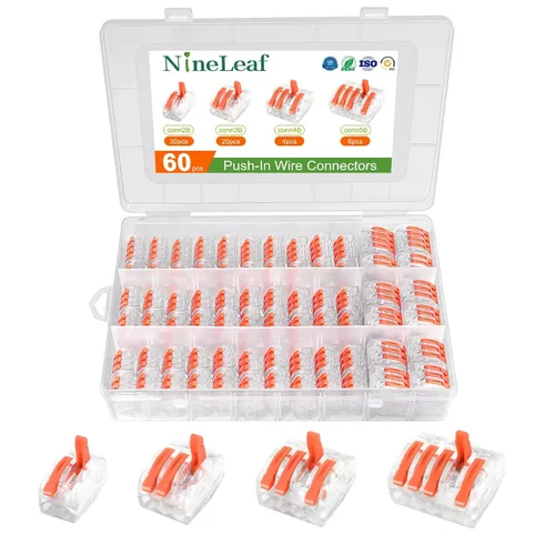 Miniatura 16 de Nineleaf Conectores de cable de palanca, conectores compactos de empalme de alambre en línea, terminales eléctricos modulares reutilizables 1 en 1