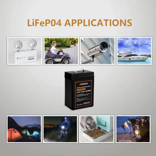 Miniatura 6 de NERMAK Paquete de 2 baterías LiFePO4 de litio de 6 V 4.5 Ah, más de 2000 ciclos, batería recargable de fosfato de hierro y litio para luz