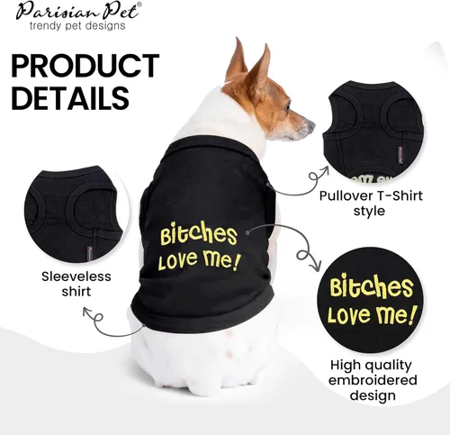 Miniatura 3 de Parisian Pet Camisa para perros – Camisas para perros pequeños – Ropa negra sin mangas para cachorros – Ropa transpirable para perros – Ropa