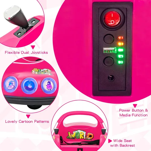 Miniatura 7 de Costzon Coche de parachoques para niños, parachoques eléctrico de 12 V con control remoto, giro de 360 grados, luces intermitentes, música Rosa