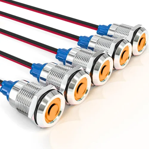 Miniatura 12 de GASHER Luz indicadora de ahorro de energía de 110V/24V/12V 20mA Tamaño del orificio de montaje 0.472 in (1/2 pulgada) Verde, Amarillo, Rojo, Azul