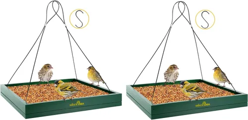 MIXXIDEA Bandeja colgante para comedero de pájaros, plataforma de madera para colibríes, bandeja colgante de malla para jardín, patio, decoración