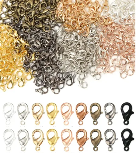 MSCFTFB 300 piezas de mini cierres de langosta de metal, ganchos de sujeción para pulseras, collares, gargantillas, joyería, hallazgos, Mixto