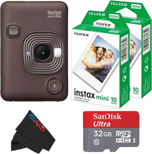 Fujifilm Mini cámara instantánea híbrida LiPlay con mini película (bronce profundo, con 20 hojas de película)