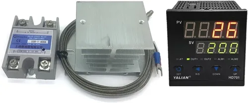 100V-240V pid Digital Temperature Controller Max Temperature Range 1372 Degrees Celsius+Radiator+2M K Thermocouple+Max 40A SSR(HD701)