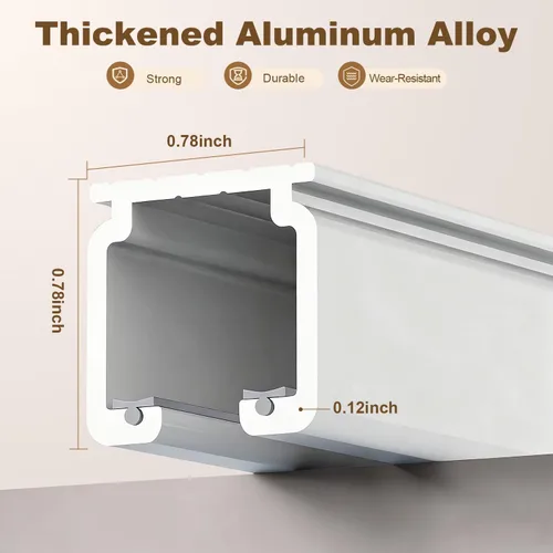Miniatura 2 de Riel de cortina de techo resistente de aluminio, sistema de riel divisor de habitación con rodillos silenciosos, longitud ajustable de 1.3 pies a