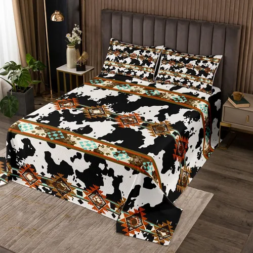 Miniatura 23 de Erosebridal Southwestern - Juego de colcha geométrica bohemia acolchada tamaño individual, juego de edredón étnico tribal con flechas occidentales
