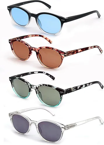 Miniatura 8 de Gafas de lectura para mujer + 1.75 elegantes anteojos con aumento para mujer, paquete de 4 unidades, ligeros y cómodos (negro, marcos transparentes)