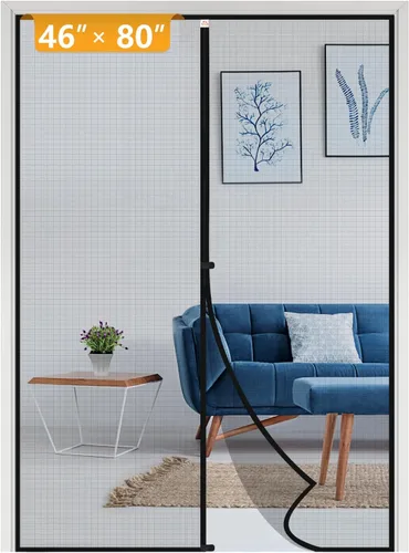 Miniatura 28 de Yotache - Puerta mosquitera magnética estrecha para puerta de 26 x 78 pulgadas, tamaño de malla de 28 x 79 pulgadas, malla de fibra de vidrio Negro