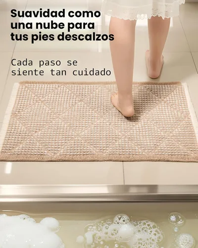 Miniatura 6 de Furicher Juego de Alfombras de Baño Waffle, Juego de Alfombras de Baño Antideslizantes de 2 Piezas, Alfombra Larga Ultra Absorbente para Baño