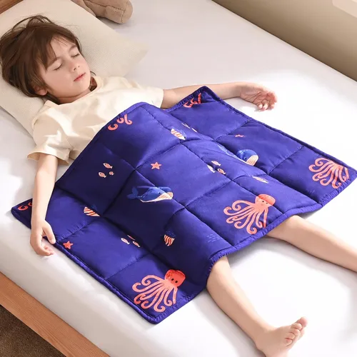 Miniatura 14 de anfie - Manta con peso para niños (40 x 60 pulgadas, 7 lb), manta refrescante para dormir, tamaño de manta ligera, transpirable, con cuentas de Gris