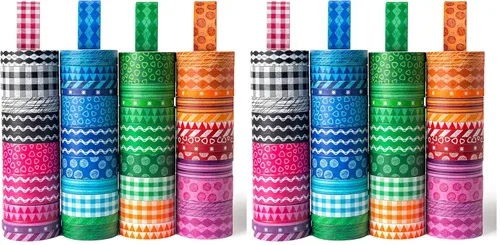 Shindel - Juego de cinta washi, 50 rollos de cinta adhesiva decorativa para manualidades, cinta adhesiva para enmascarar para álbumes de recortes,