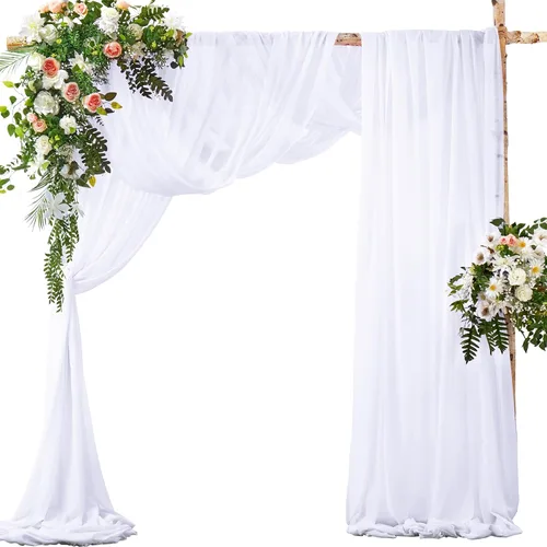 Miniatura 8 de SiinvdaBZX 2 Paneles Tela Drapeada de Arco de Boda 30" x 240" de Poliéster de Gasa Negra para Múltiples Ocasiones