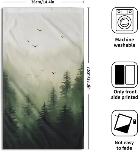 Miniatura 2 de Giwawa Toallas de Mano Verdes Bosque Nebuloso Set de 2 Montaña Bosque Suave Toallas de Huésped Toallas de Cara Baño Decoraciones Finas Toallas