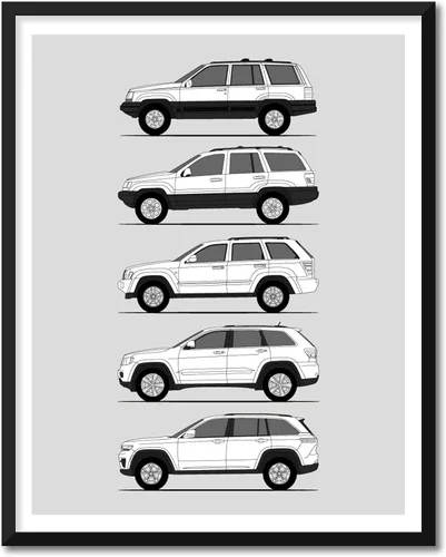 Miniatura 9 de Idea Network Póster hecho a mano compatible con Jeep Wrangler Generations (Yj, Tj, Jk, Jl), arte de pared impreso hecho a mano con las generaciones