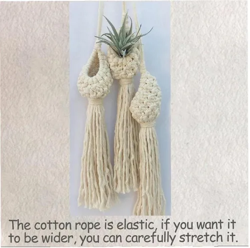 Miniatura 7 de 2 soportes para plantas de aire de macramé, cordón de algodón, colgador de plantas de aire, mini macetas colgantes para decoración de dormitorio