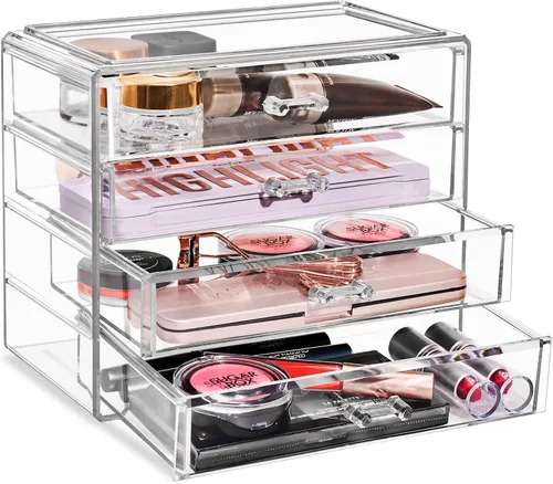 Miniatura 9 de Sorbus Organizador de Maquillaje – Organizadores de Maquillaje Acrílicos de 4 Cajones y Almacenamiento para Cosméticos, Joyas, Suministros de Morado