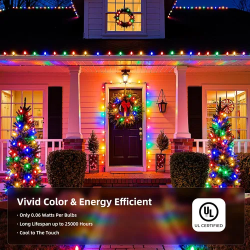 Miniatura 2 de Luces LED C9 de Navidad para exteriores, 97 pies, 150 LED, impermeables, decoraciones navideñas de fresas, luces de cadena, enchufables, luces