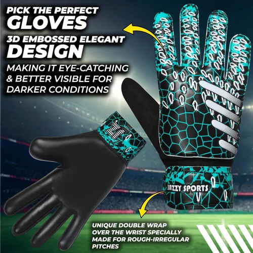 Miniatura 3 de Guantes de portero de fútbol para niños, jóvenes y adultos, guantes de portero de fútbol funky con doble protección para la muñeca de 0.157 in