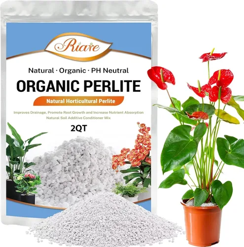 Riare Perlita orgánica de 2 cuartos de galón para plantas, enmienda de suelo de perlita hortícola para plantas, mezcla de macetas, acondicionador de