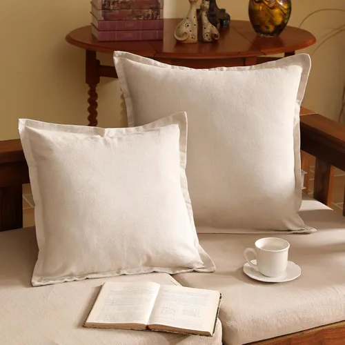 Miniatura 2 de patdrea Fundas de almohada decorativas de lino de 22 x 22 pulgadas, juego de 2 piezas con borde plegable, fundas de almohada de lino estilo rústico