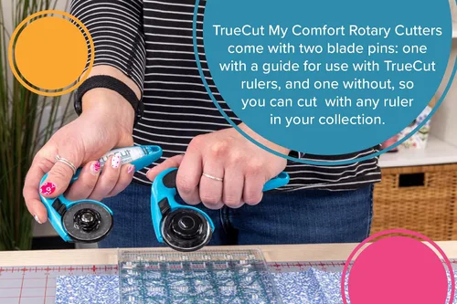 Miniatura 4 de TrueCut My Comfort - Cortador giratorio ergonómico de 1.772 pulgadas para tela, acolchado, costura, manualidades, zurdo o diestro, regla de guía