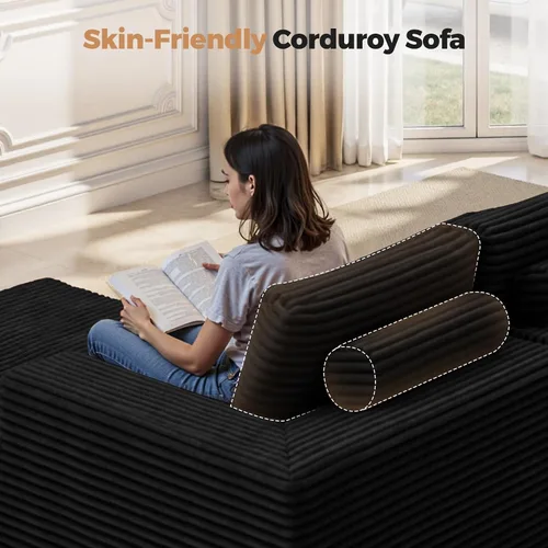 Miniatura 7 de Sofás modulares seccionales de nube de 111 pulgadas con chaise en forma de L, sofá sin estructura tapizado de asiento profundo para sala de estar