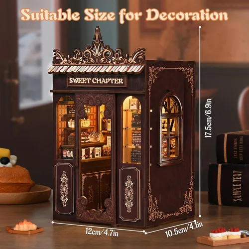 Miniatura 2 de KERNOWO - Kit de rincón de libros, rompecabezas de madera 3D para adultos, adolescentes y principiantes, kit de casa pequeña en miniatura