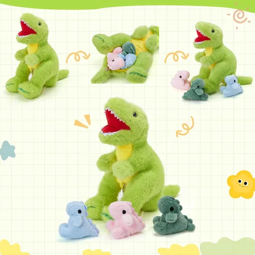 Miniatura 4 de WEWILL Conejito de peluche de 18 pulgadas, 5 piezas, juguete de peluche con 4 conejos bebés, regalos para cumpleaños y Pascua, color gris