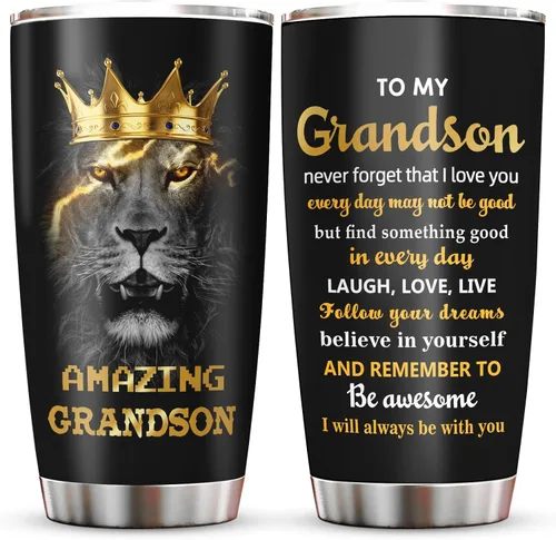 Muilzon Regalos para Nieto Vasos de café de 20 onzas – Regalos de graduación, Navidad, cumpleaños para nieto de parte de la abuela y el abuelo –