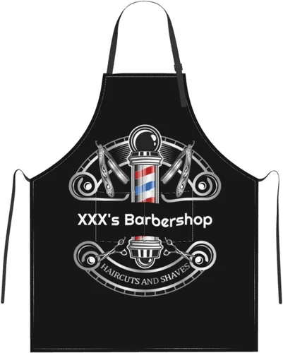 Miniatura 35 de Delantal de barbería personalizado para hombres y mujeres, delantal de texto personalizado con bolsillos, delantal ajustable personalizado
