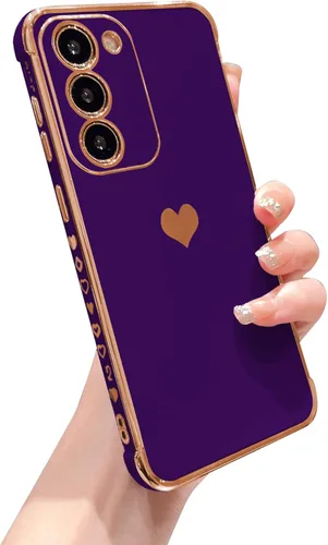 Miniatura 62 de phylla Funda de teléfono compatible con Samsung Galaxy A12 de 6.5 pulgadas, lindo corazón chapado en oro, elegante funda de lujo para mujer