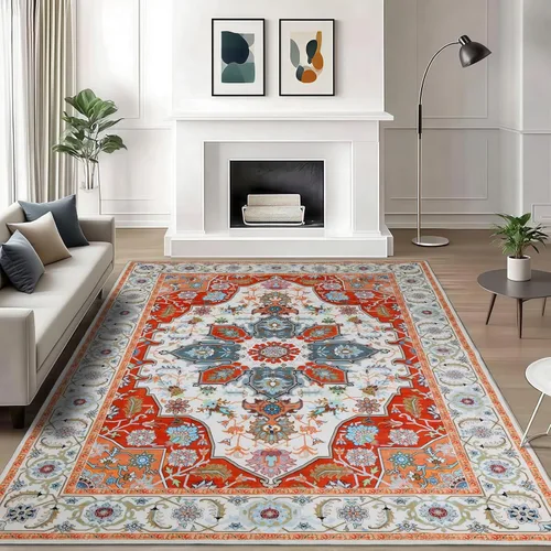 Miniatura 47 de WILLSUN Alfombras lavables de área, alfombras grandes antideslizantes de 5 x 7 pulgadas estilo bohemio para sala de estar, dormitorio, alfombra