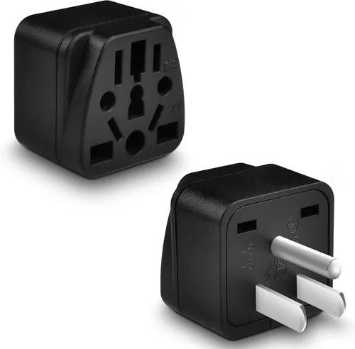 Paquete de 2 adaptadores de enchufe de viaje de EE. UU., UE, Reino Unido, AU, CN, NZ, a Estados Unidos (tipo B), enchufe de pared de 3 clavijas con