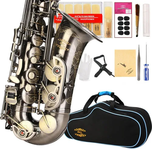 Miniatura 13 de Kit de cuidado para saxofón con 11 reeds, 8 para saxofón alto cojines, funda, Glory E Flat