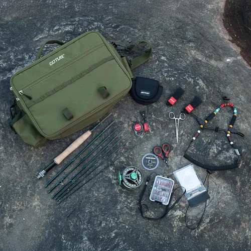 Miniatura 8 de Goture Combo de caña de pescar con mosca y carrete con caña de mosca y caja de engranajes, caña de mosca de 4 piezas de 9 pies, carrete Kit de pesca