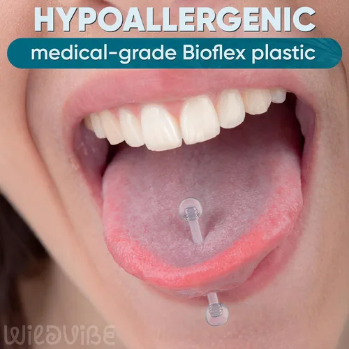 Miniatura 2 de Anillos de plástico para pezón – Anillos de lengua transparentes – Piercing hipoalergénico recto Bioflex