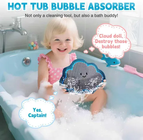 Miniatura 4 de Cloud - Absorbedor de espuma para bañera de hidromasaje, esponja flotante reutilizable y removedor de aceite con correa opcional, bonita esponja