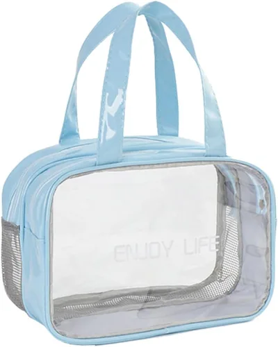 Miniatura 5 de Neceser de viaje, bolsa de aseo transparente con asa, bolsa de maquillaje impermeable para playa, viajes, gimnasio, Negro
